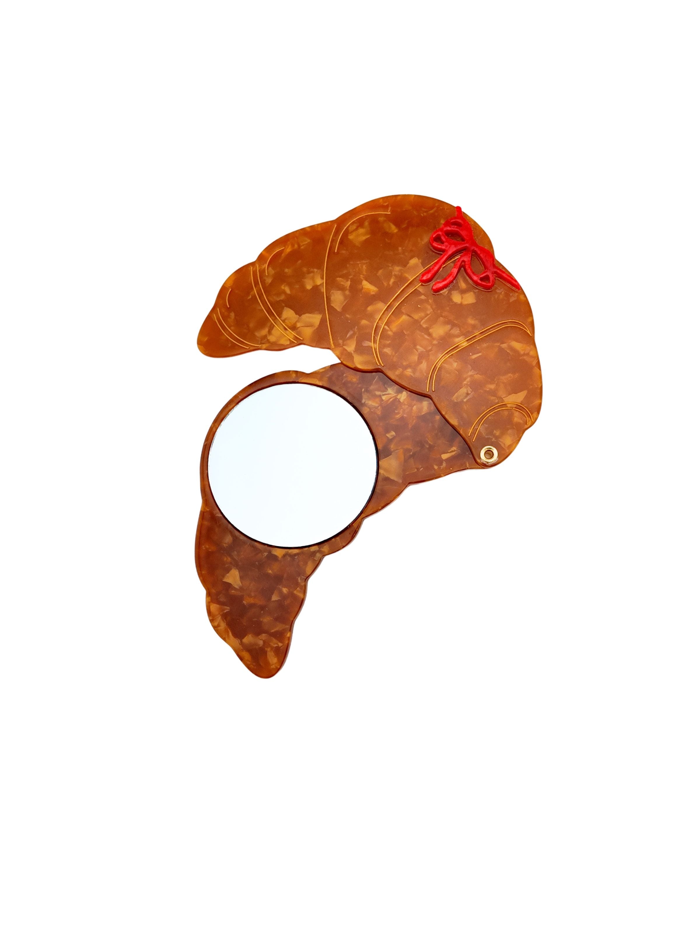 Solar Eclipse Hand-painted Bow Croissant Compact Mirror