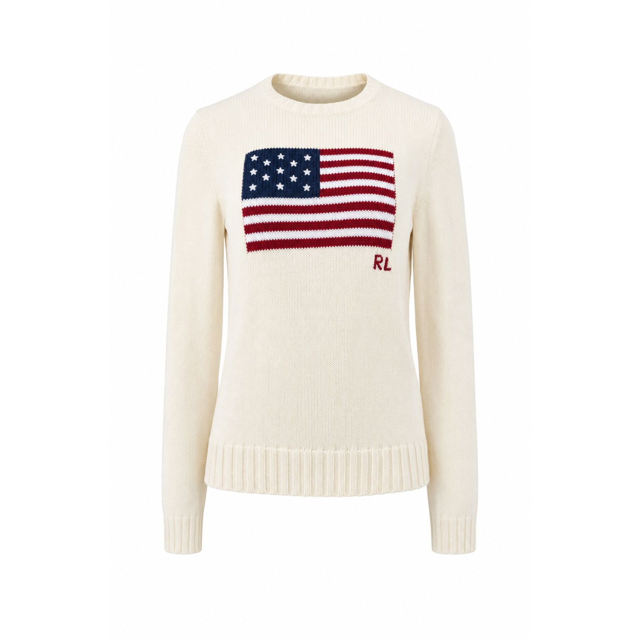 Cotton Flag L/S Pullover - Cream - Polo by Ralph Lauren