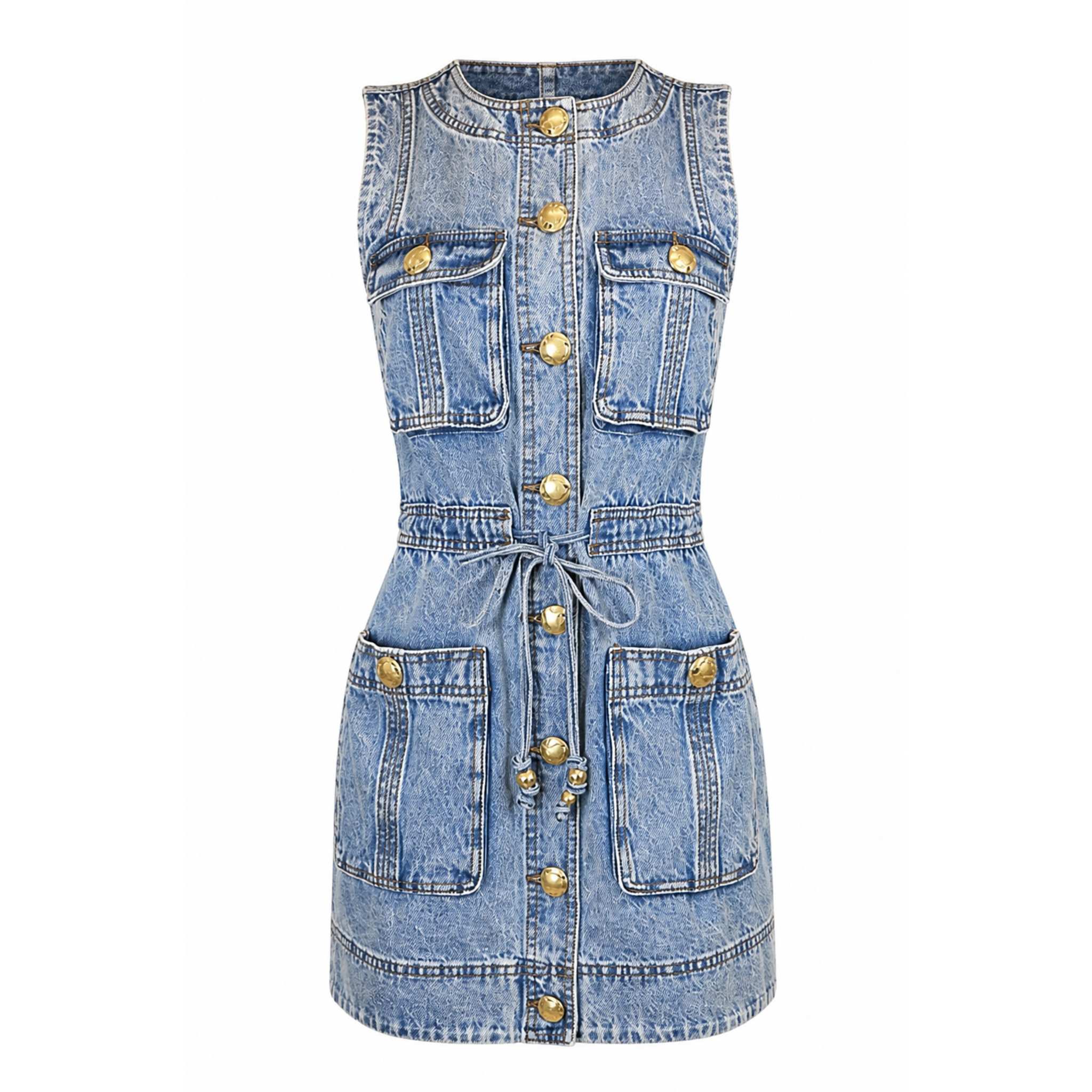 Goldie Denim Mini Dress - Light Denim - Aje