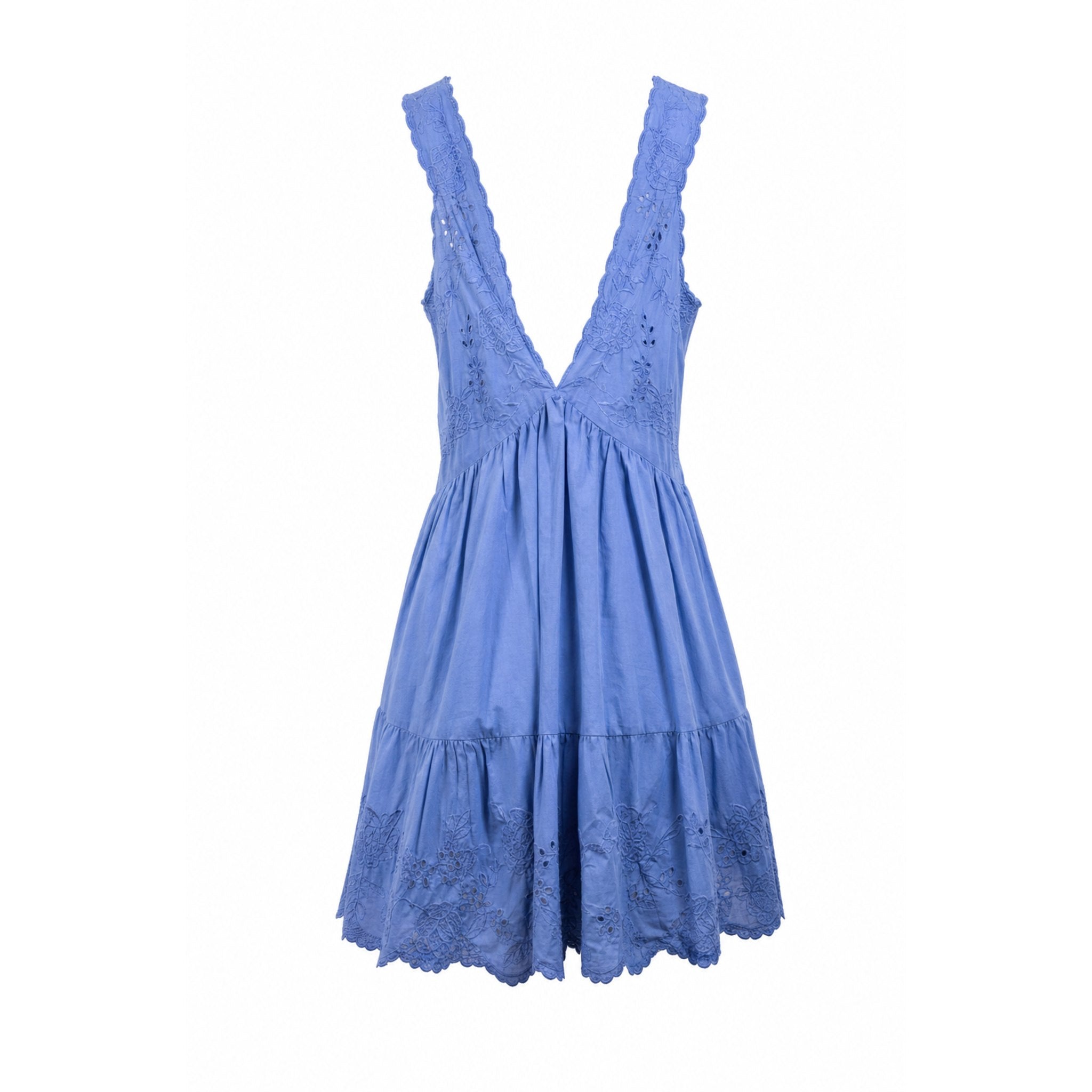 Neon Poplin Mini Dress - Blue - Juliet Dunn