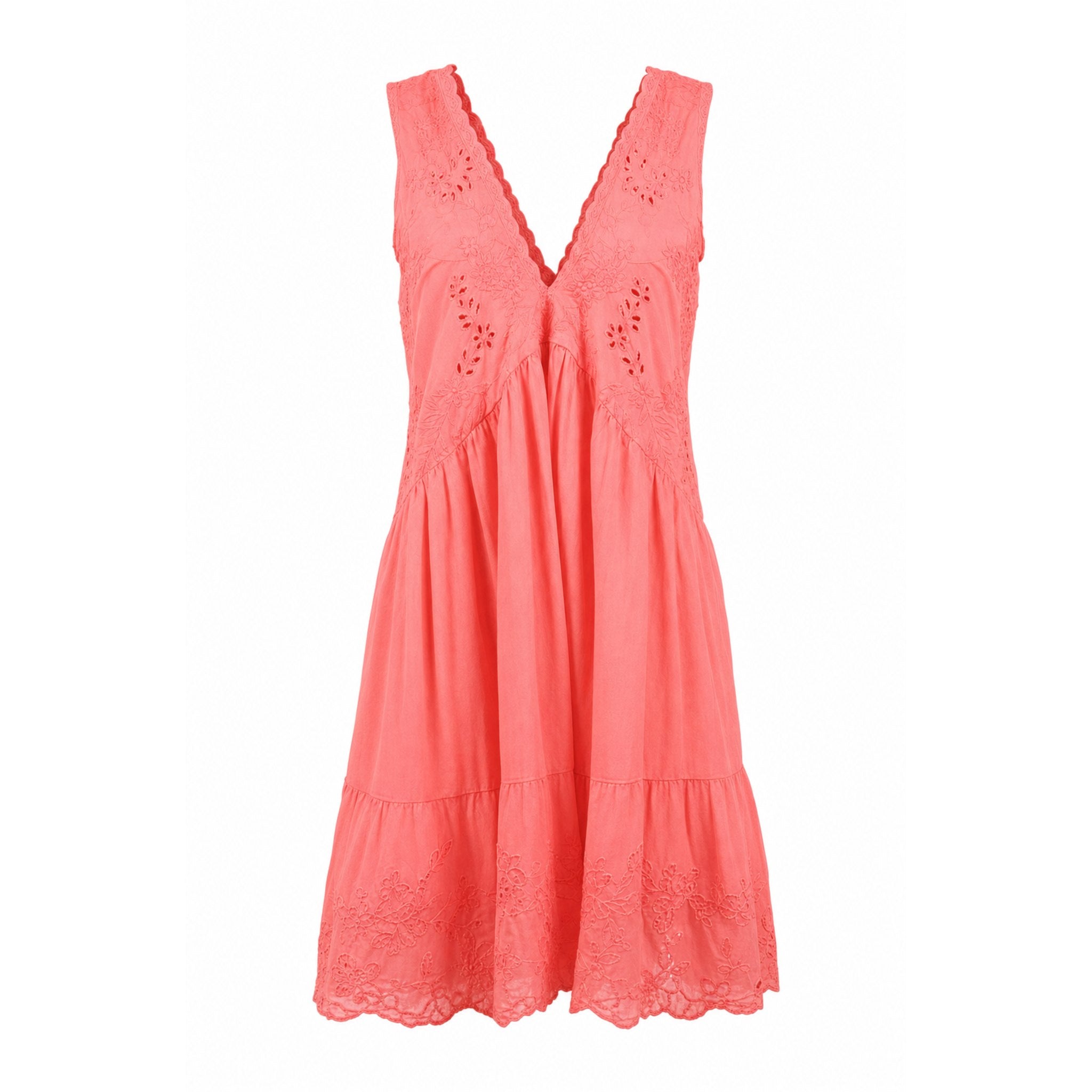 Neon Poplin Mini Dress - Coral - Juliet Dunn